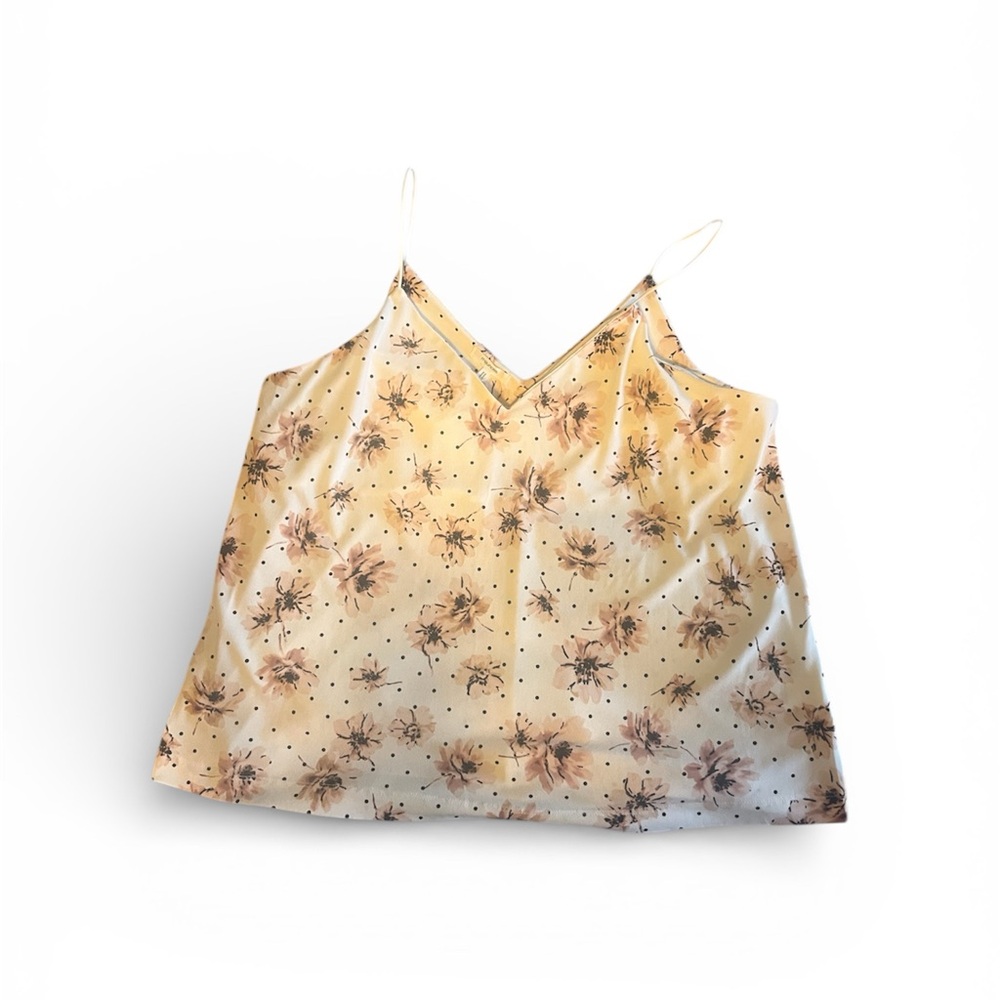 Maurices Floral Spaghetti Strap Top - Cream and Pink